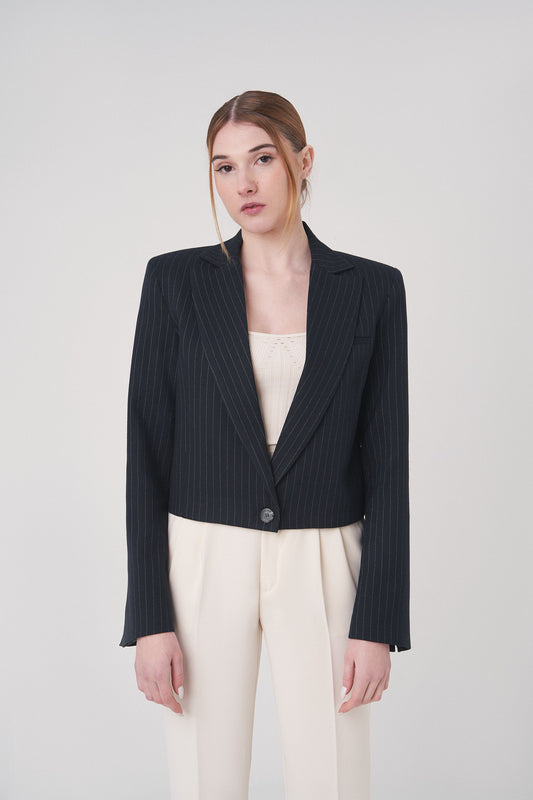 Blazer cropped marino raya diplomática