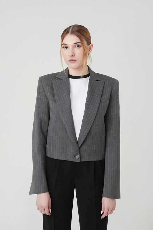 Blazer cropped gris raya diplomática