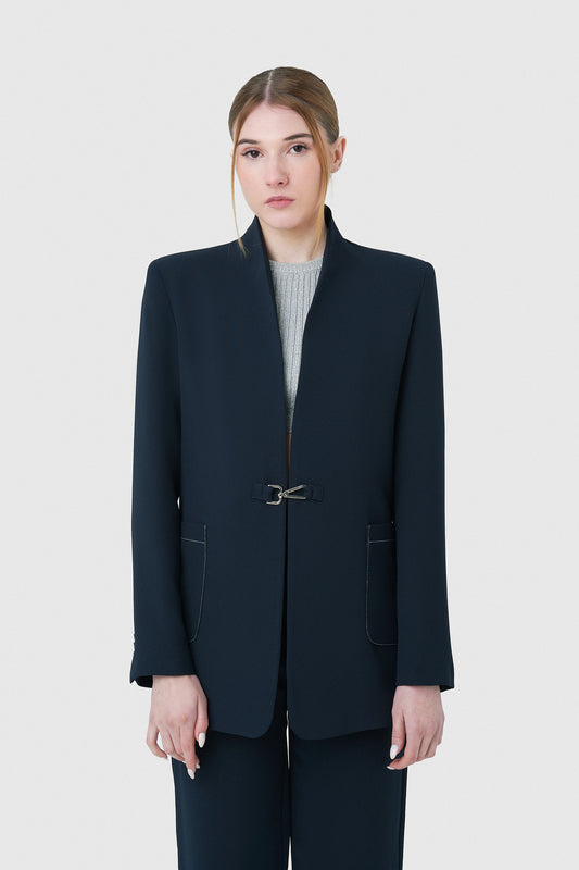 Blazer sin solapa azul marino