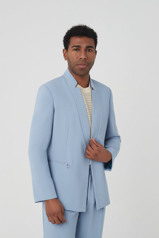 Blazer cuello invertido azul