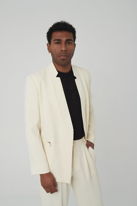 Blazer cuello invertido blanco roto