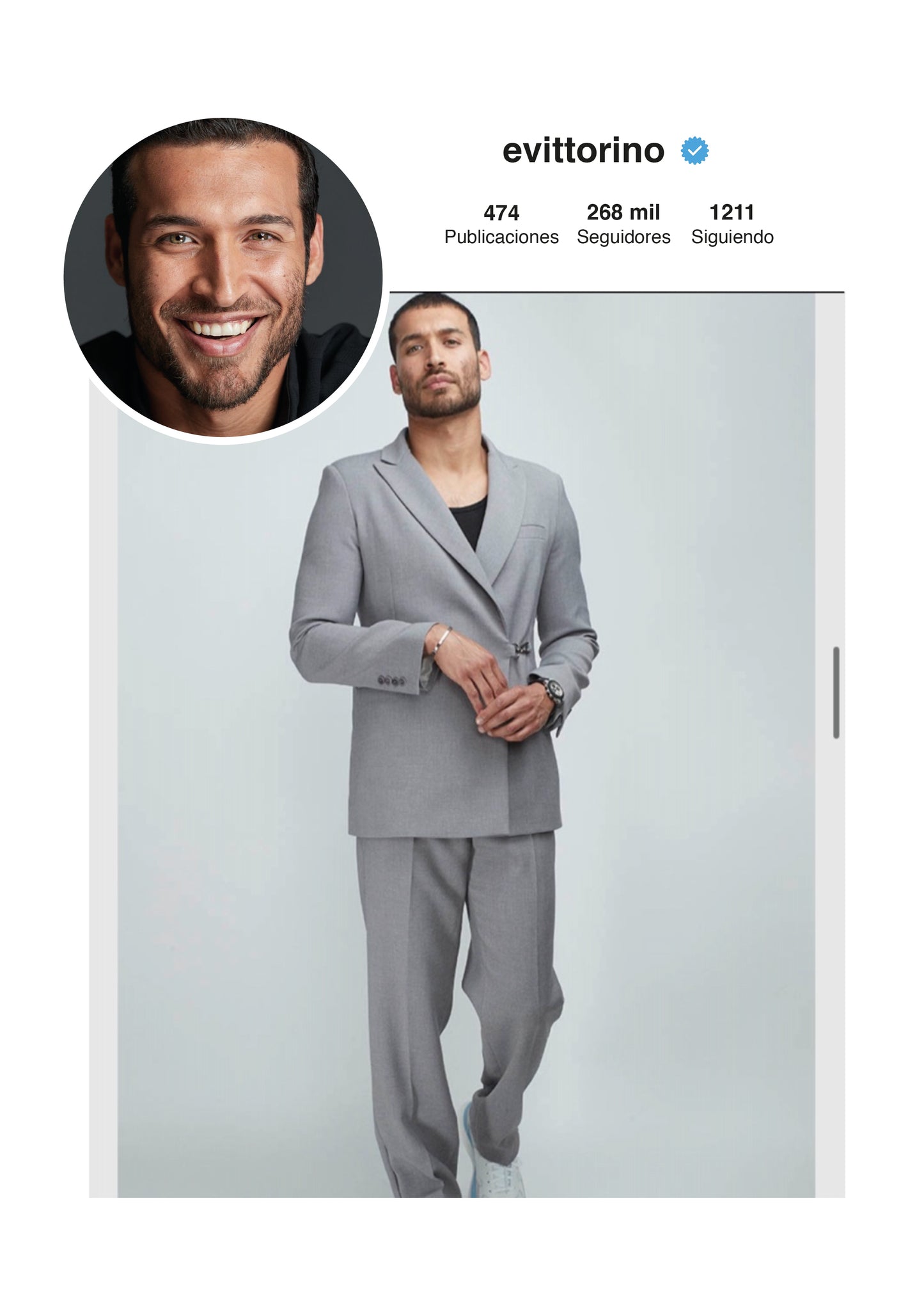 Blazer gris cruzada con mosquetón