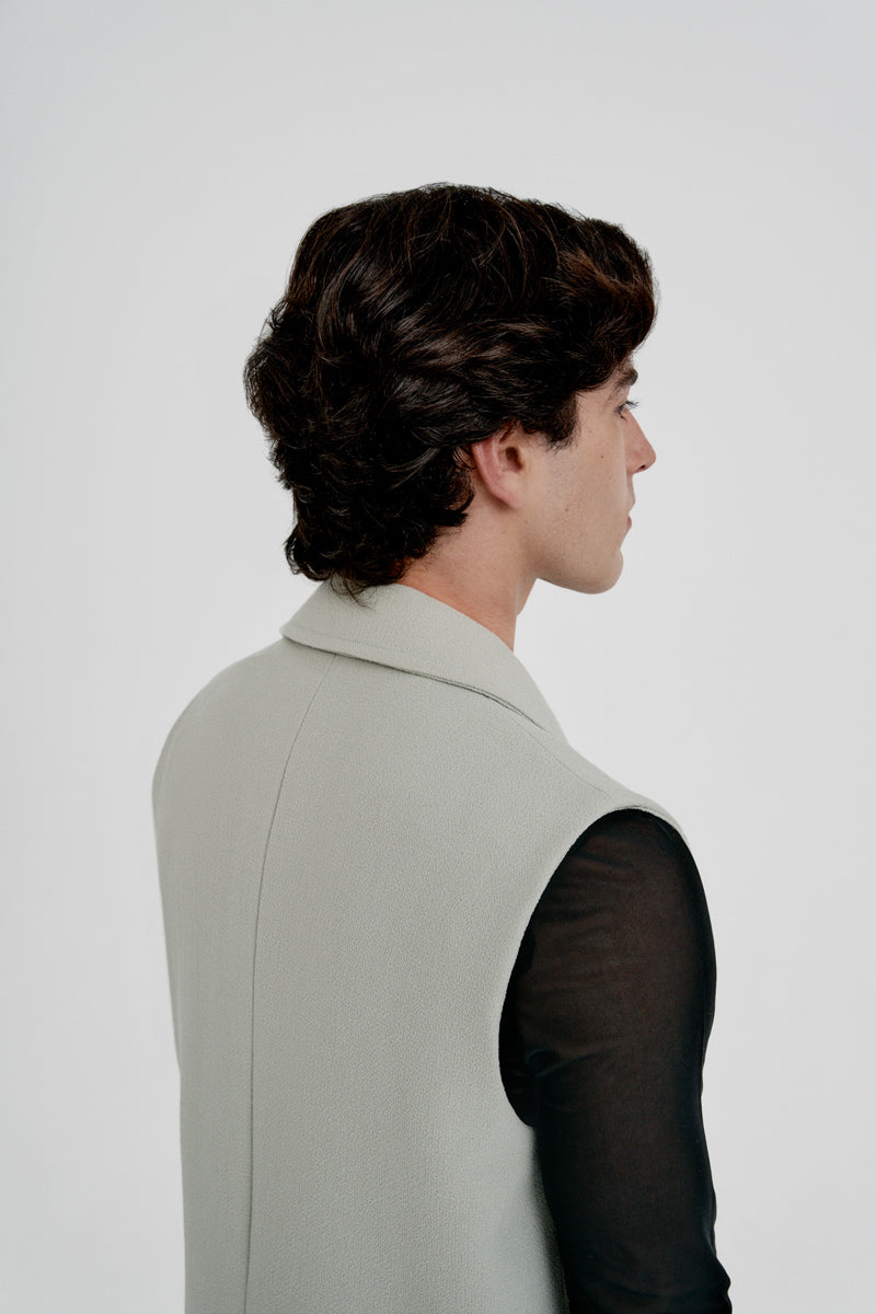 Chaleco midi lana virgen verde