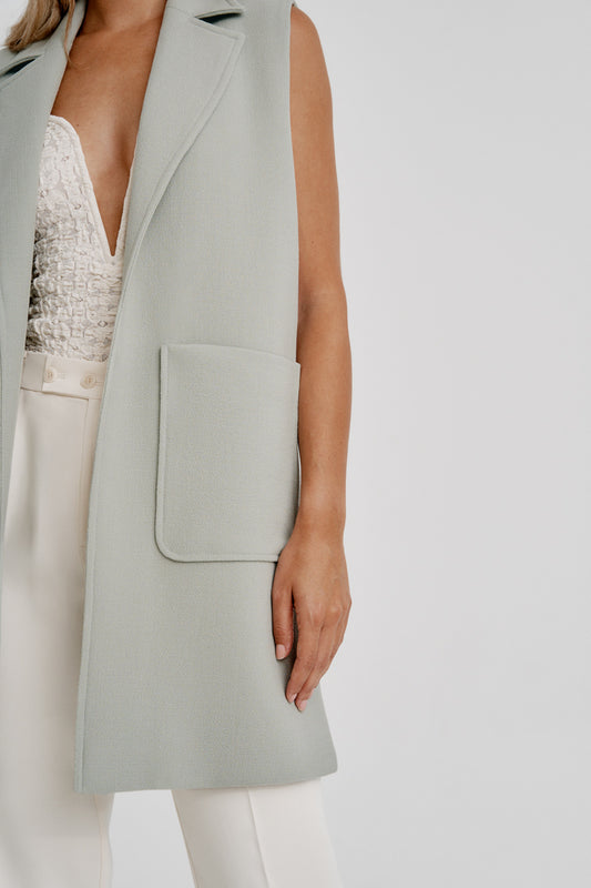 Chaleco midi lana virgen verde