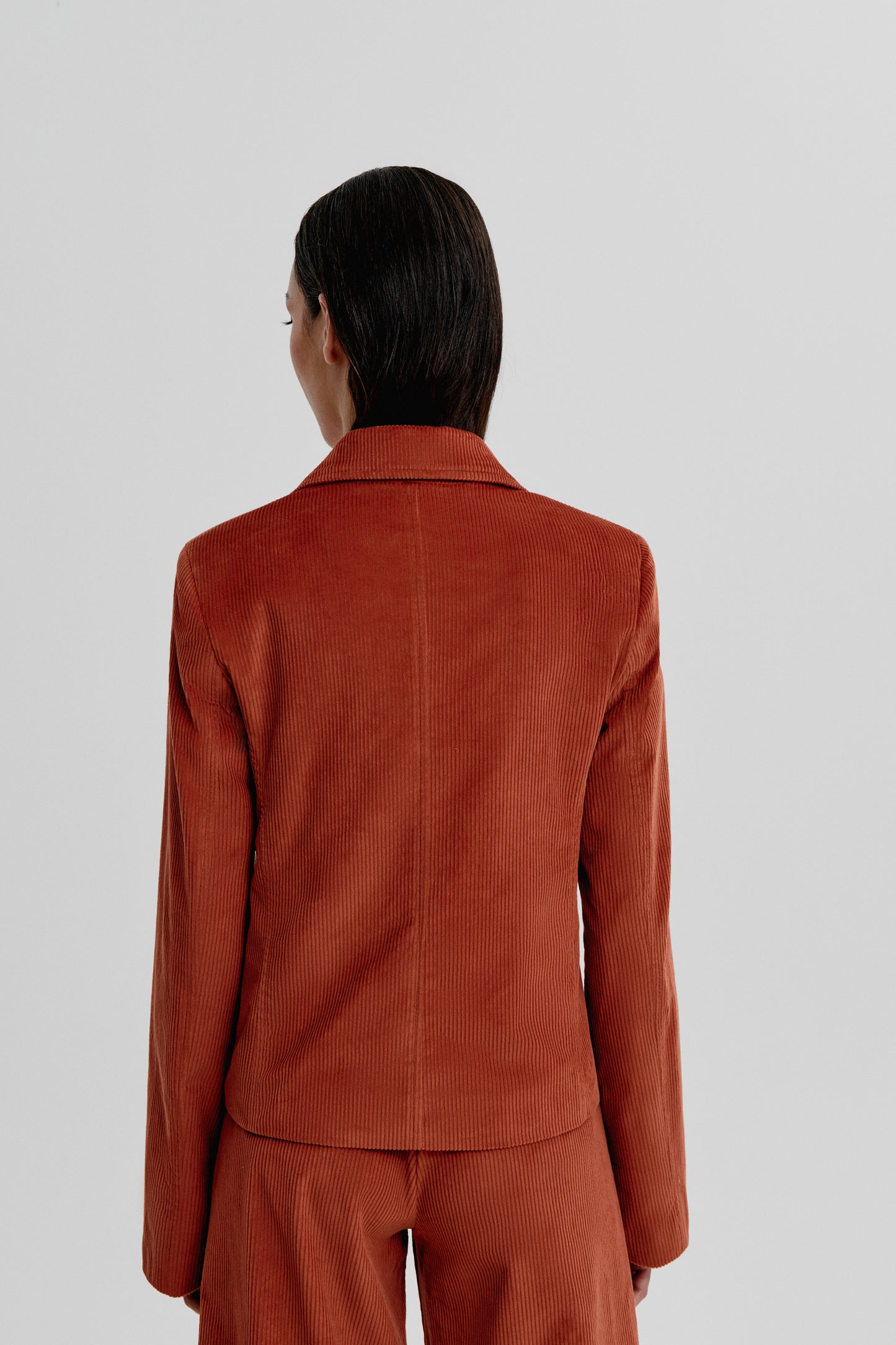 Blazer cruzada de pana teja