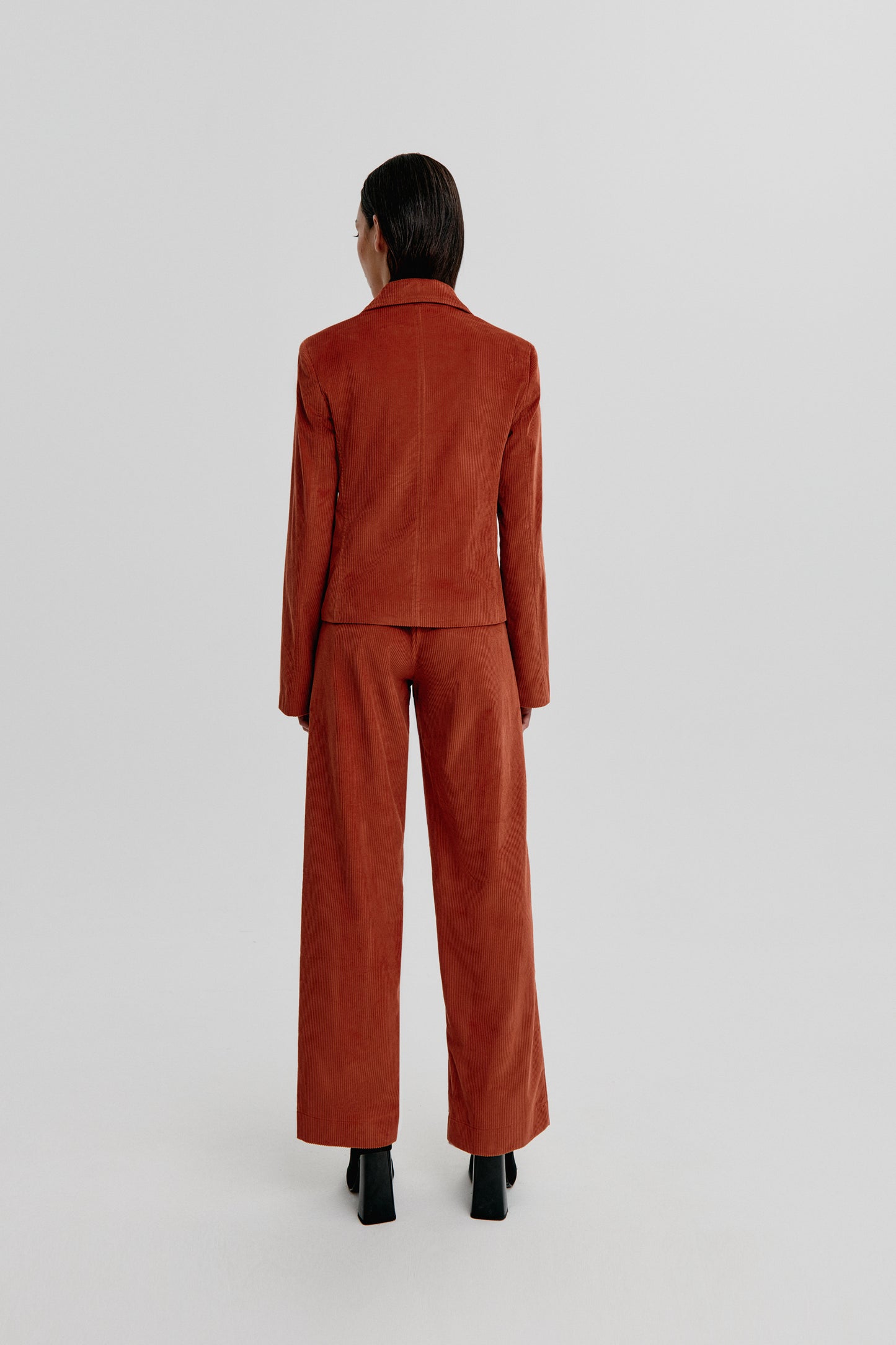 Blazer cruzada de pana teja