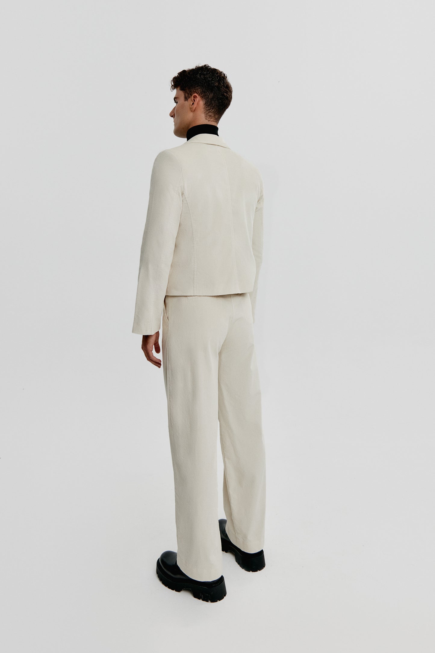 Blazer cruzada de pana blanco roto