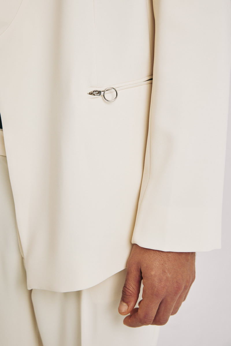 Blazer cuello invertido blanco roto