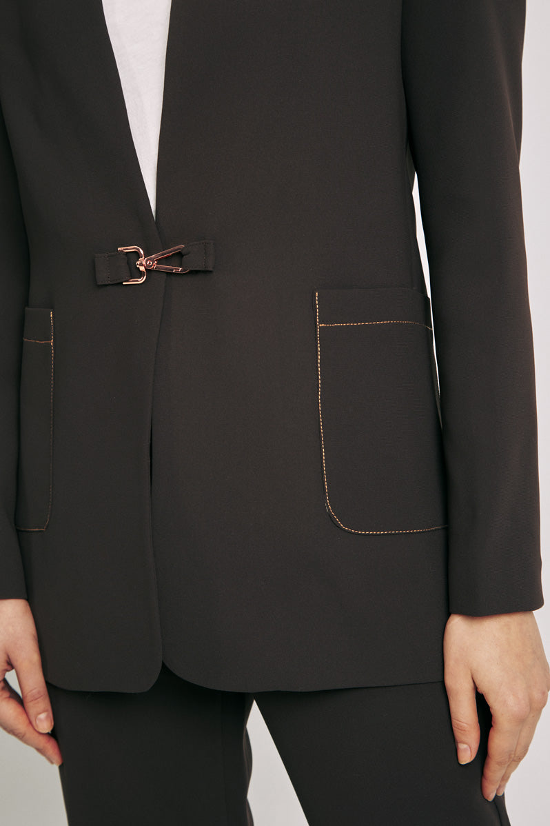 Blazer sin solapa marrón chocolate