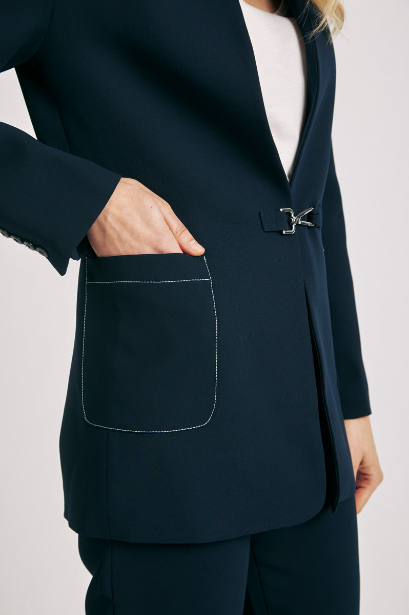 Blazer sin solapa azul marino