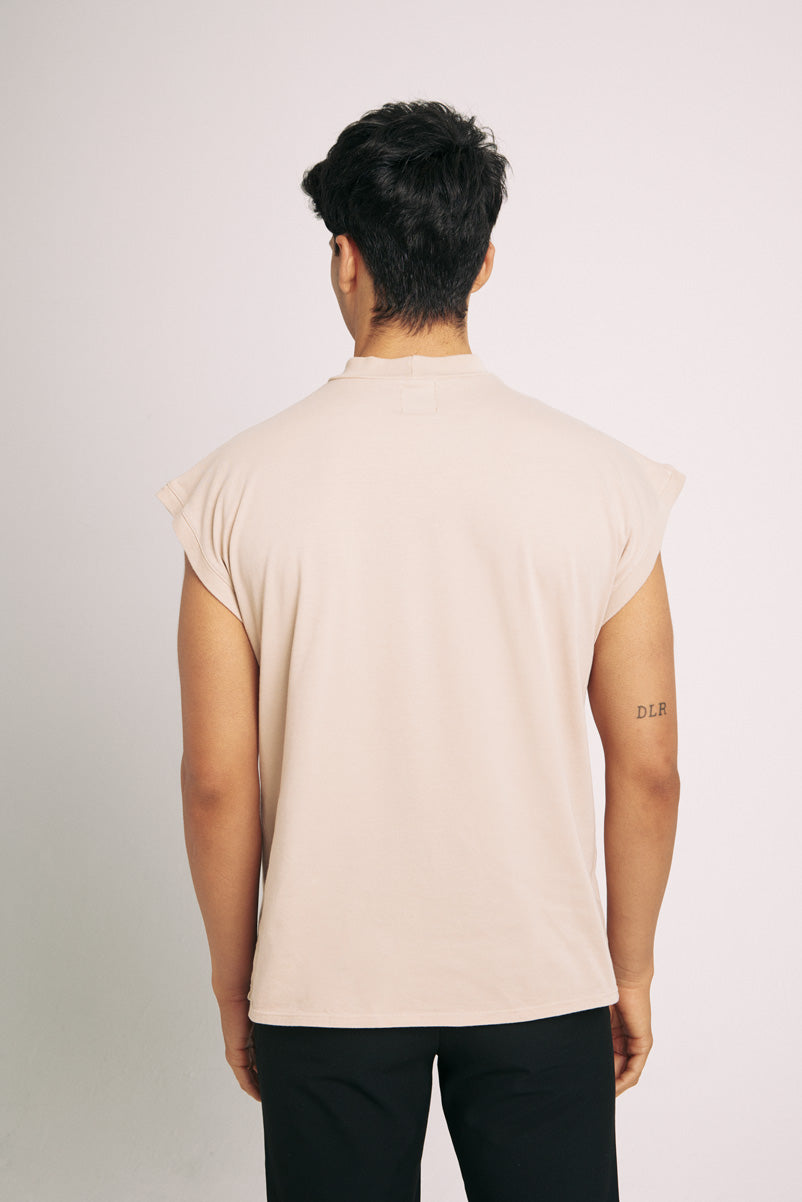 Camiseta cuello perkins beige x Redry
