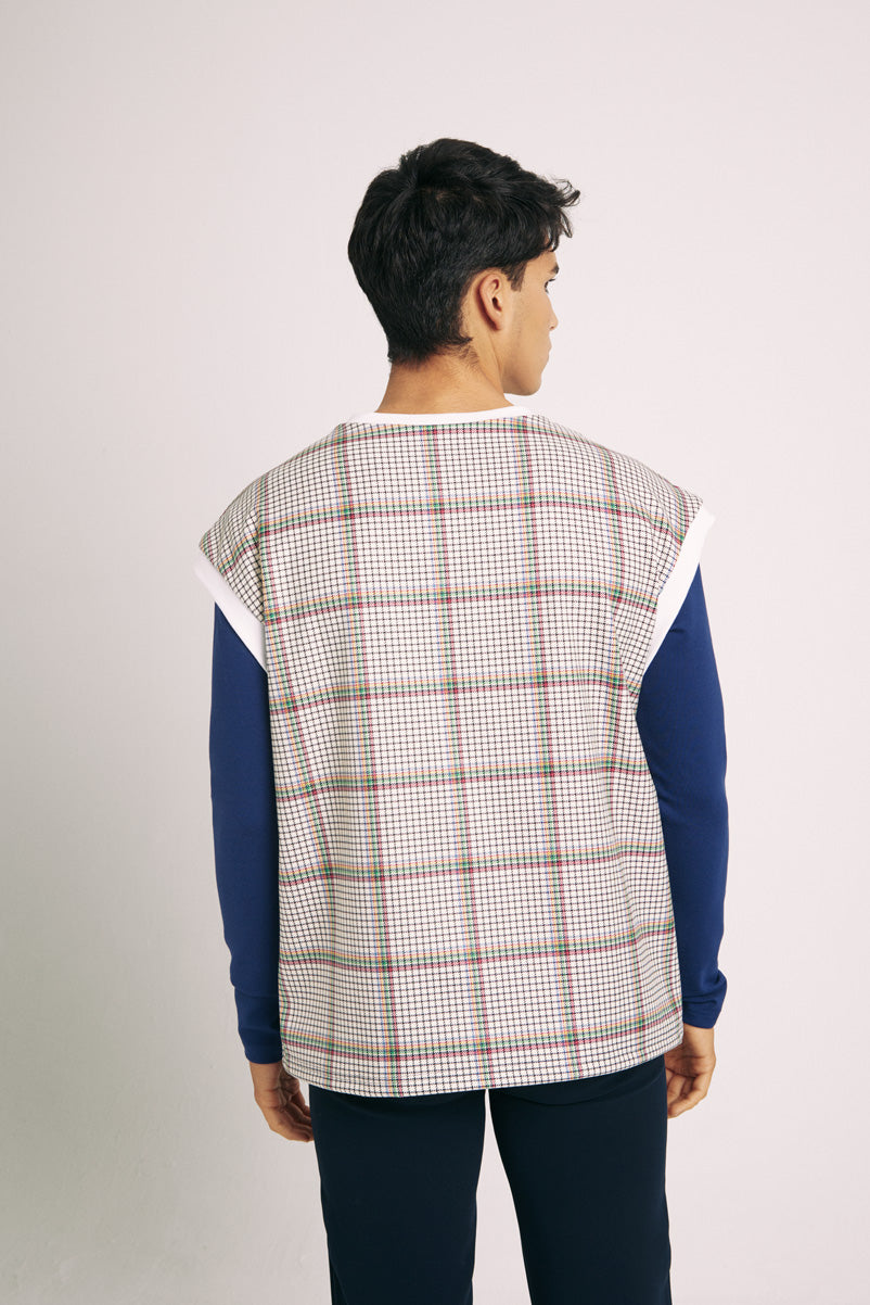 Jersey cuadros hombro caído