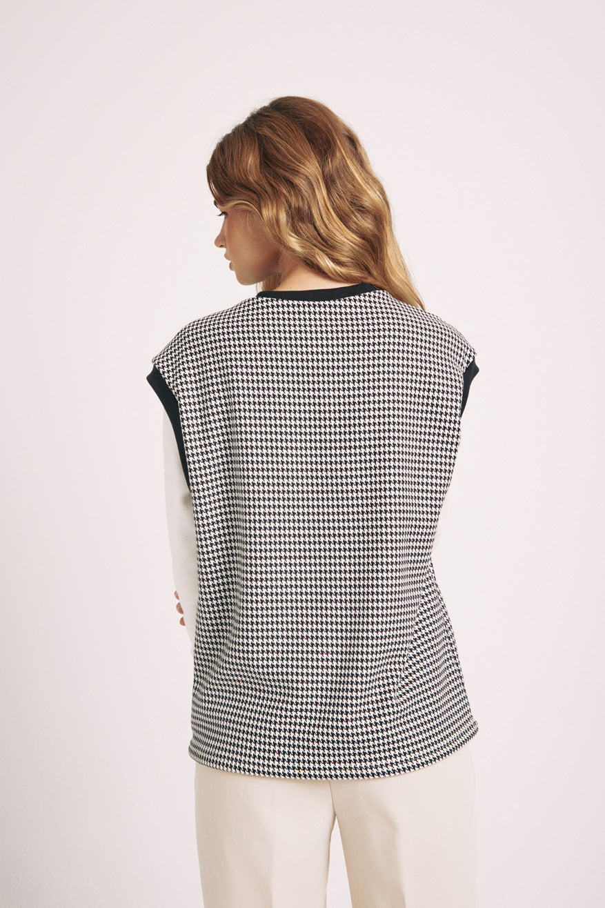 Jersey pata de gallo hombro caído