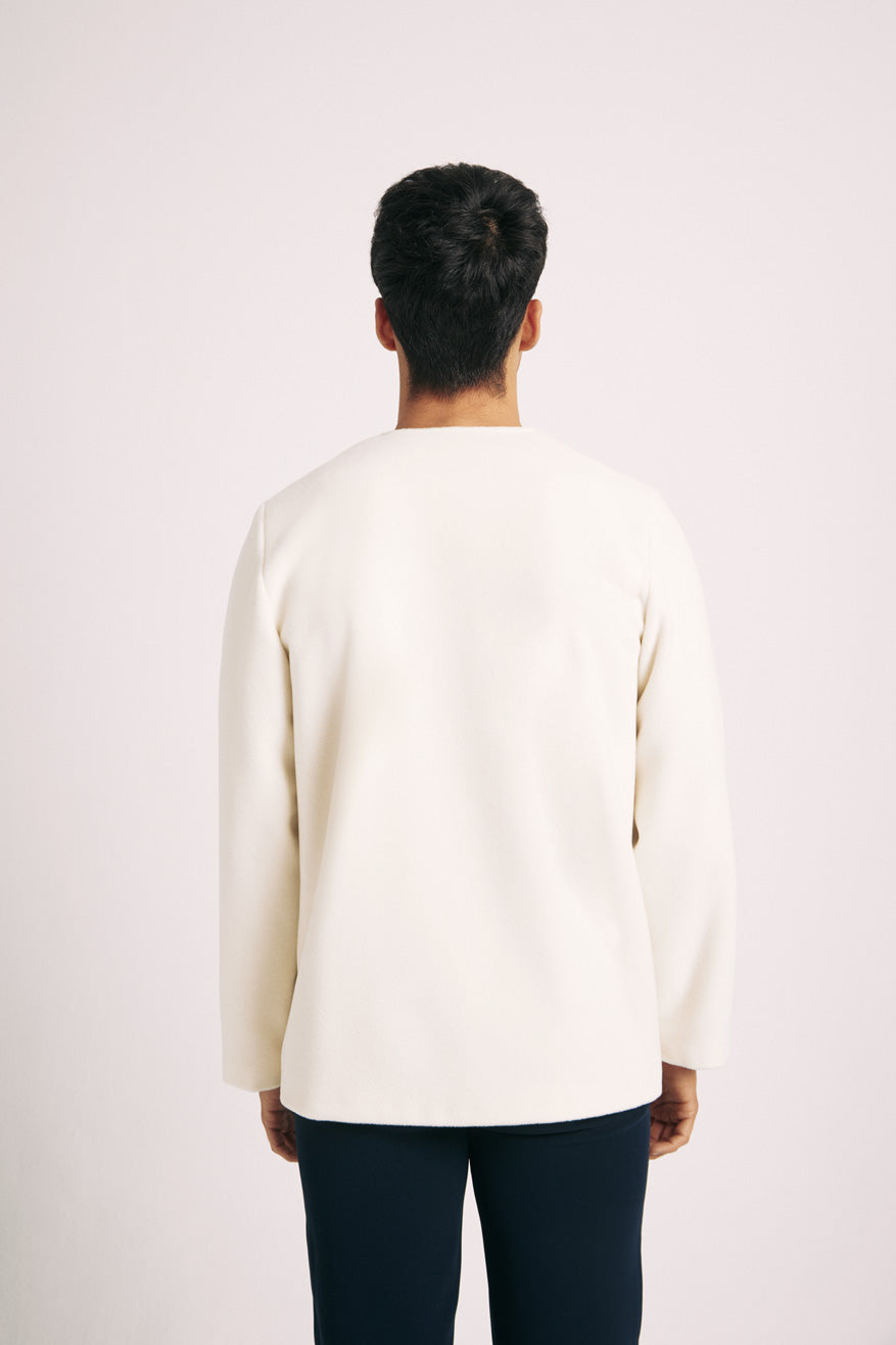 Chaquetón cashmere y lana virgen blanco