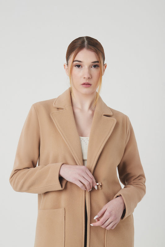 Abrigo cashmere y lana virgen beige