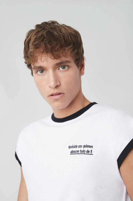 Camiseta blanca de hombro caído x Redry