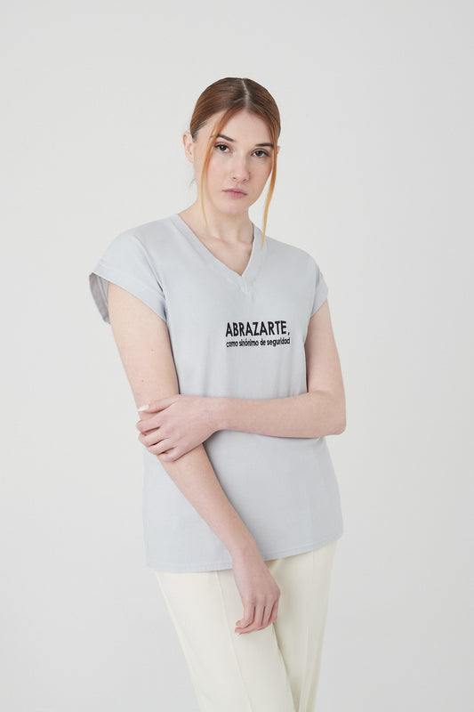Camiseta cuello pico gris x Redry