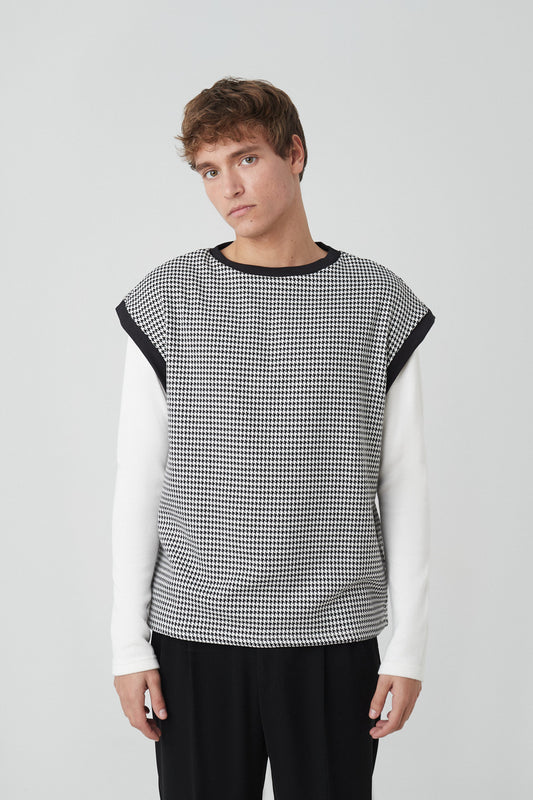 Jersey pata de gallo hombro caído