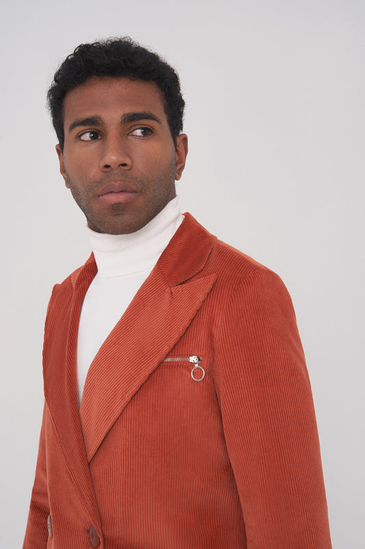 Blazer cruzada de pana teja