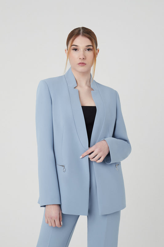 Blazer cuello invertido azul