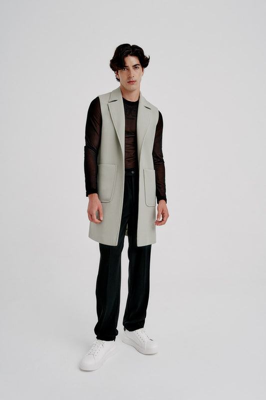 Chaleco midi lana virgen verde