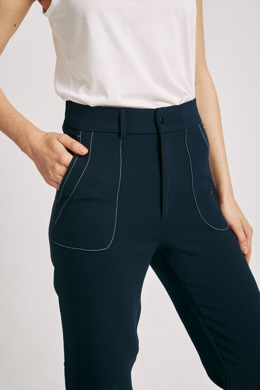 Pantalón bolsillos maxi azul marino